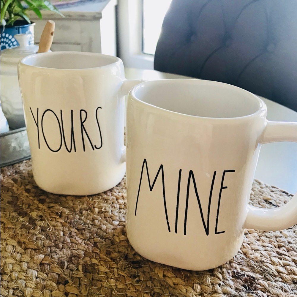 Rae Dunn yours/mine mugs
